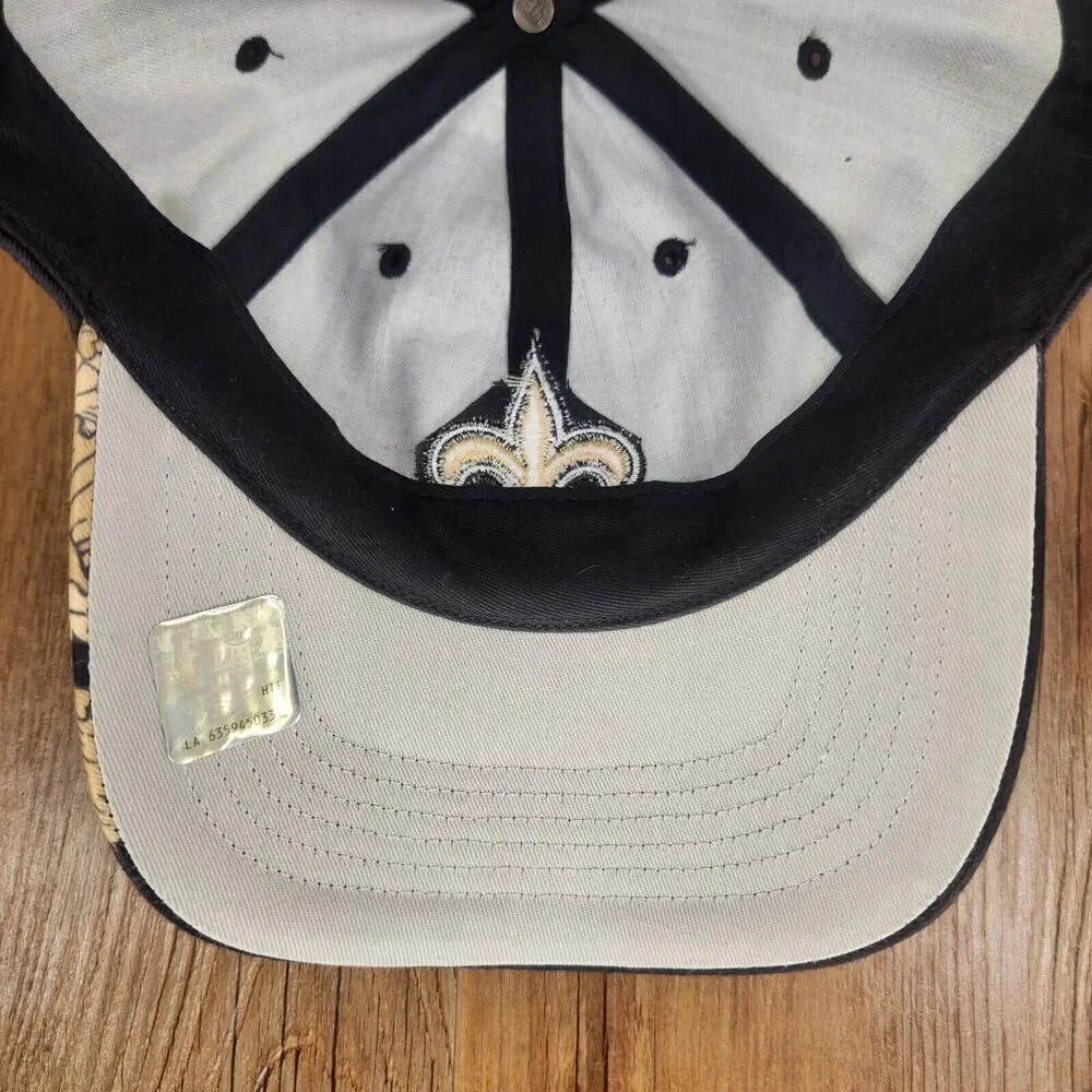 New Orleans Saints OTS Strapback Hat Cap Black Gold Fleur-De-Lis Logo NFL Sports